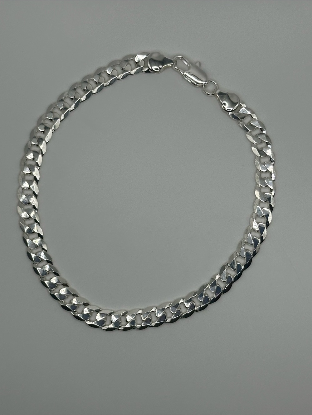 Silver Cuban Chain Anklet - Polished Finish